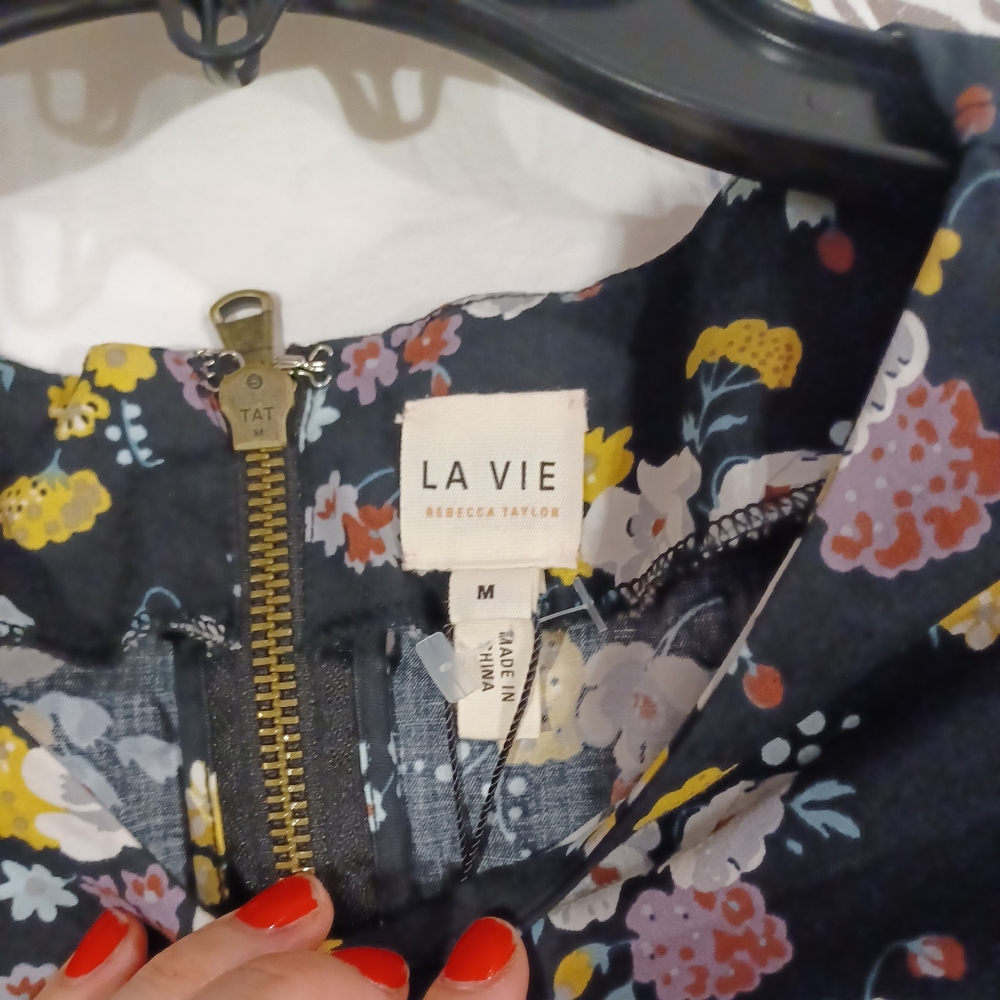 NWT REBECCA TAYLOR LA VIE WINTER POSEY FLORAL PRINT SILK TWILL DRESS SIZE M - Picture 6 of 11